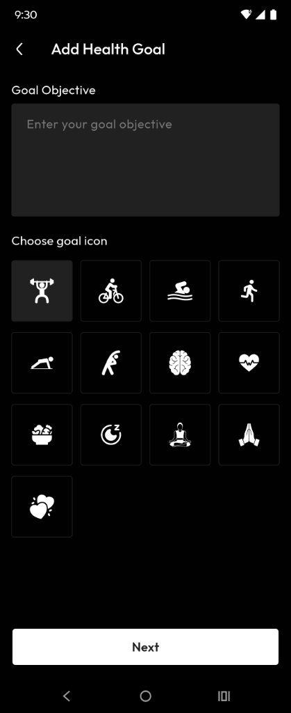 Mimic Goals screen