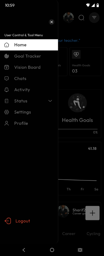 Completed goals and achievements
