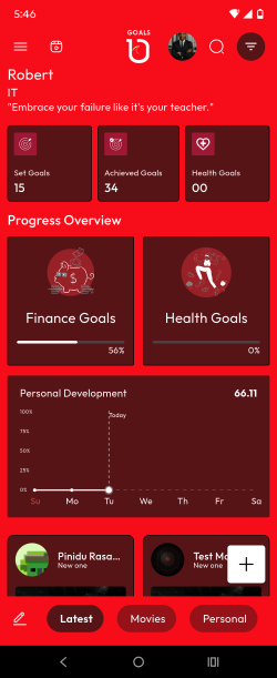 GOALS themes screen